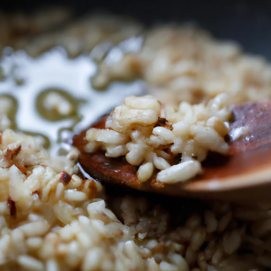 Paso 3 de la receta de arroz con champiñones: Toastar el arroz