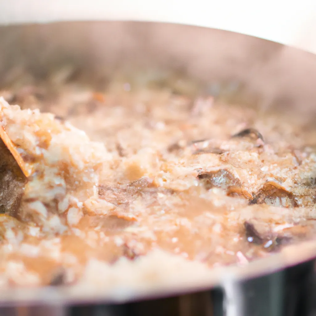 Paso 5 de la receta de arroz con champiñones: Cocción con caldo