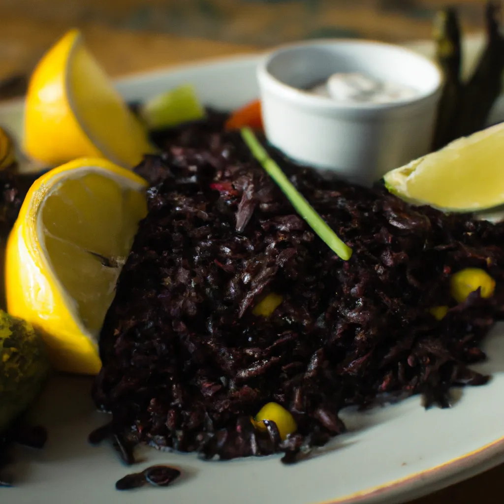 Paso 6 de la receta de arroz negro con alioli vegano: Presentar y acompañar con alioli