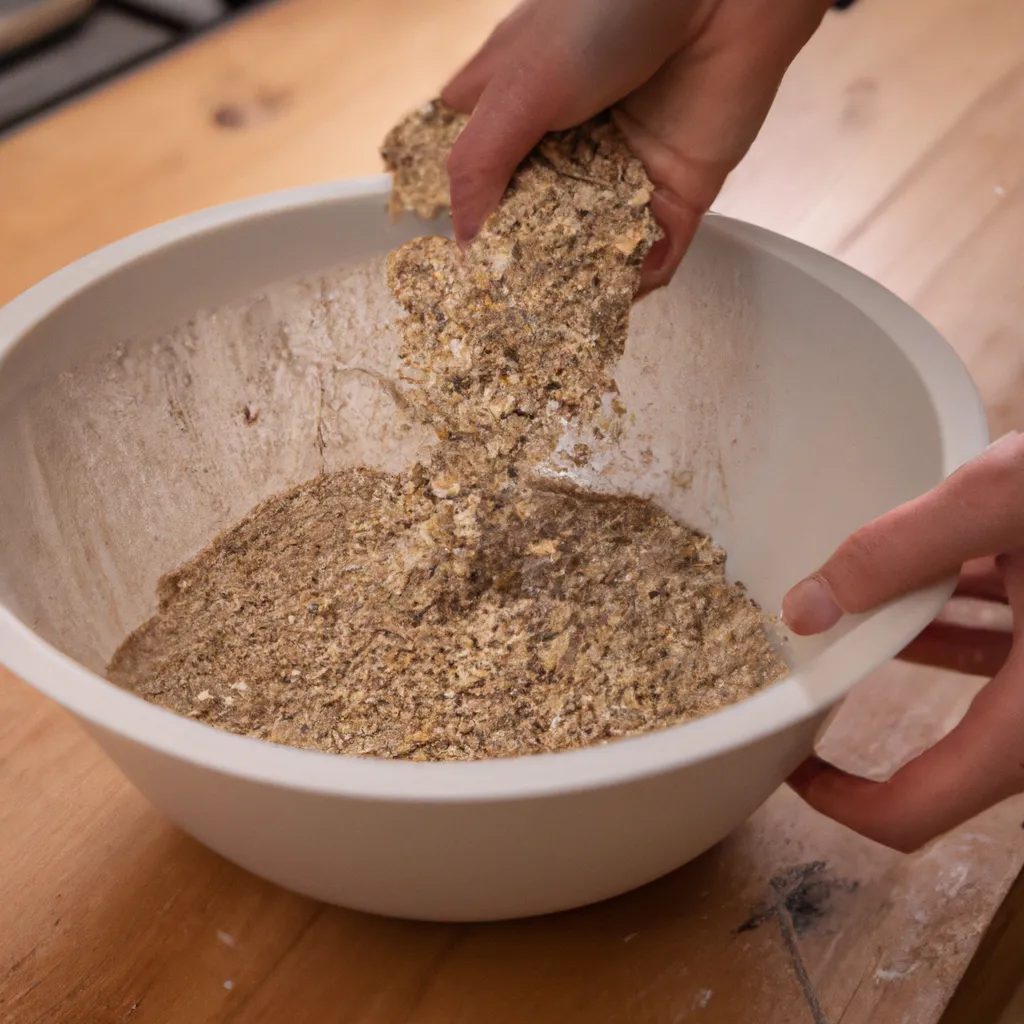 Paso 3 de la receta de barritas de avena caseras: Unir mezcla seca y húmeda