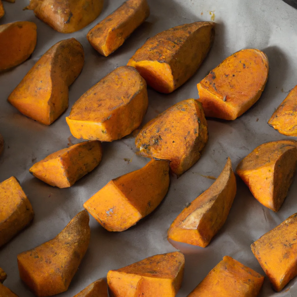 Paso 3 de la receta de batata al horno: Disponer en la bandeja y hornear
