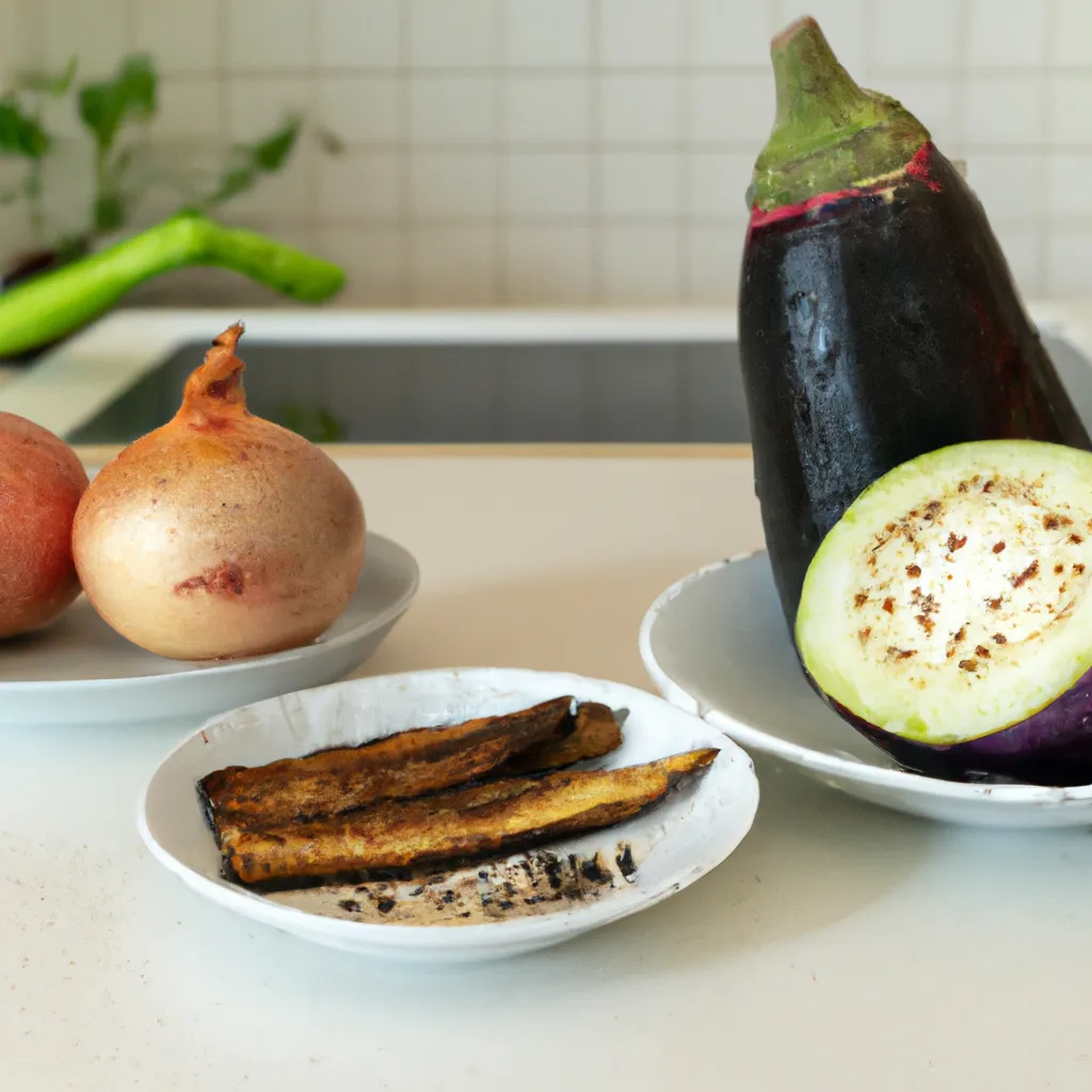 Ingredientes para berenjenas rellenas de soja texturizada: 2 berenjenas medianas, 1 taza de soja texturizada, 1 cebolla mediana