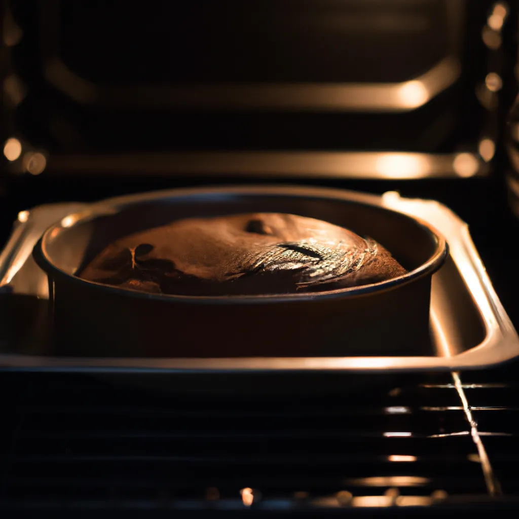 Paso 5 de la receta de bizcocho de chocolate sin huevo: Horneado