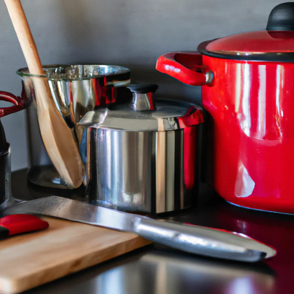 Utensilios para alubias rojas estofadas: Olla grande o cazuela, Cuchillo y tabla de cortar, Colador o escurridor