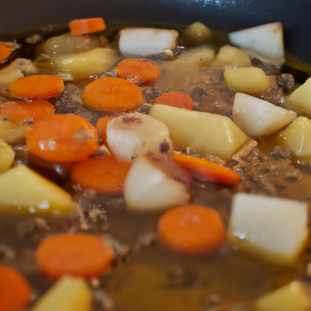 Paso 2 de la receta de arroz al horno vegano: Dorar patatas y zanahoria con ajo