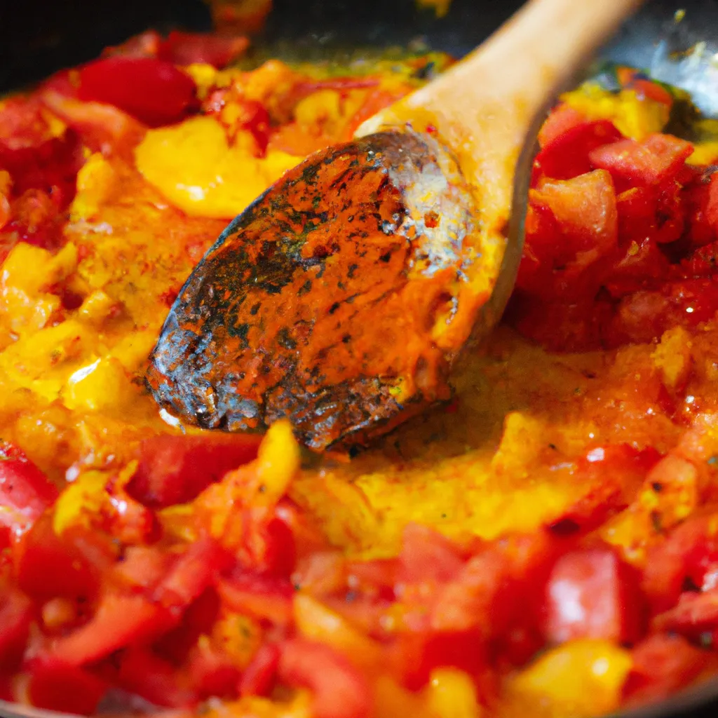 Paso 3 de la receta de arroz al horno vegano: Sofrito con tomate y especias